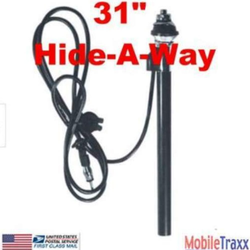 Universal 31" Steel Mast Extended Hide-a-Way AM/FM Locking Car Antenna w/2-keys